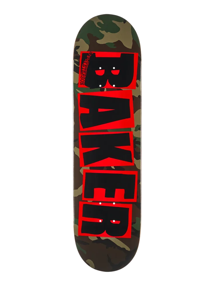8.25” Baker Peterson Brand Logo Camo Skate Deck