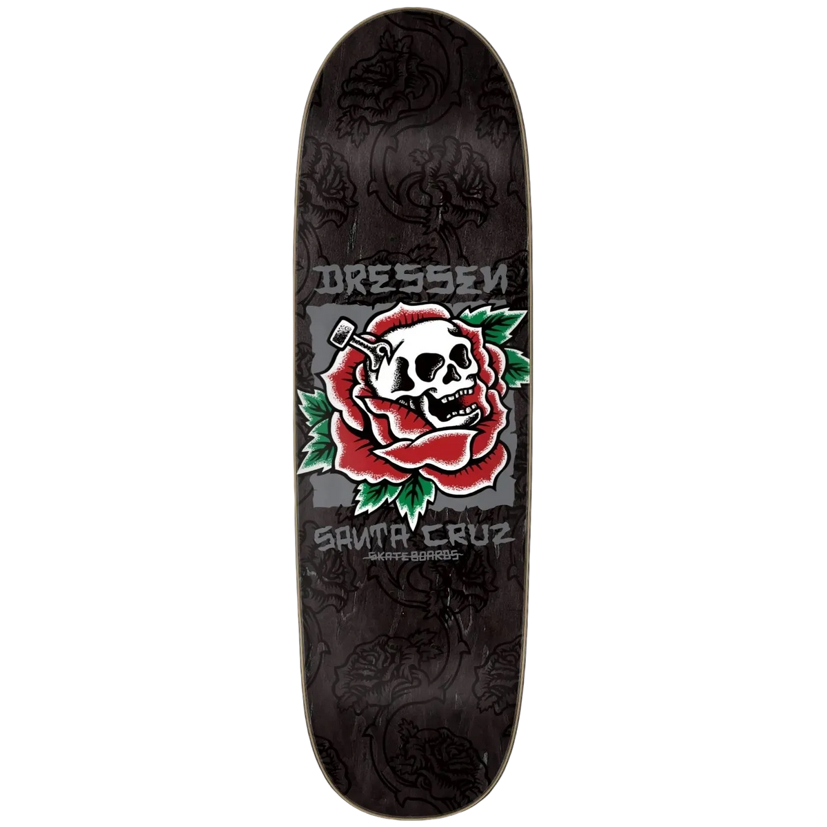 9.25" Santa Cruz Dressen Skull Rose Pro Skate Deck