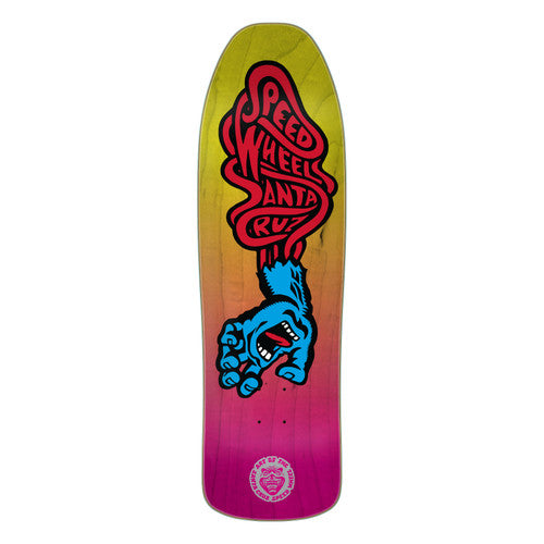 9.35" Speed Wheels Vein Hand Pink Yellow Santa Cruz Skate Deck