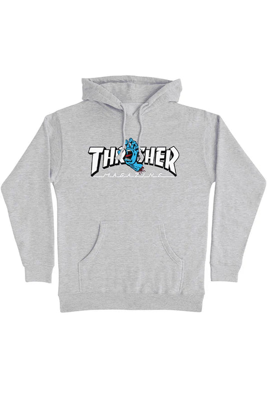Medium Santa Cruz x Thrasher "Screaming Logo" Pullover (Gray) Hooded Sweatshirt