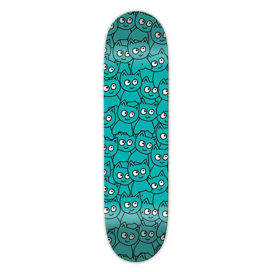 8.0" Meow Sticker Pile Teal Skate Deck