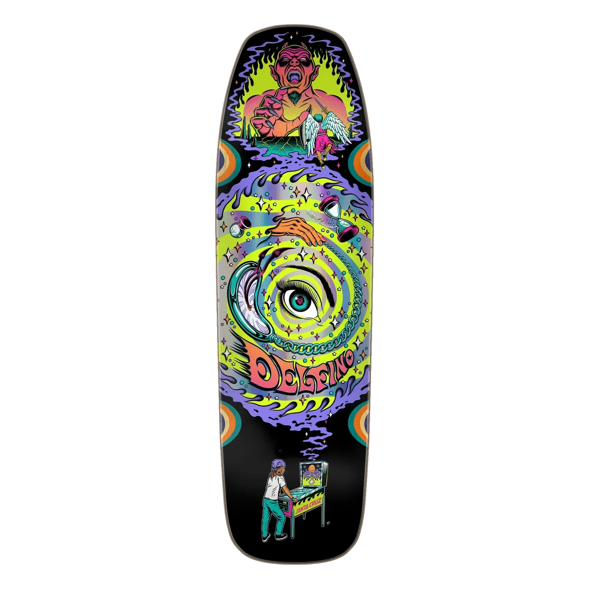 9.14" Santa Cruz Delfino Pinball Vision Skate Deck