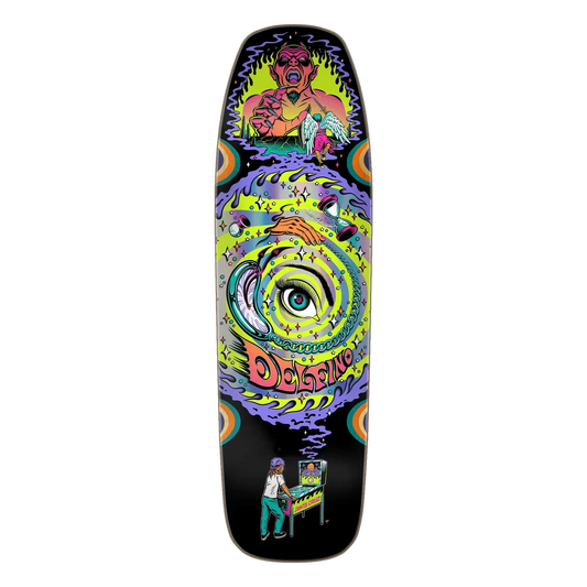 9.14" Santa Cruz Delfino Pinball Vision Skate Deck