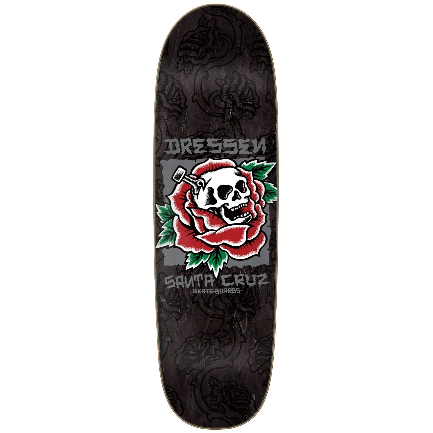 9.25" Santa Cruz Dressen Skull Rose Pro Skate Deck
