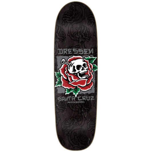 9.25" Santa Cruz Dressen Skull Rose Pro Skate Deck