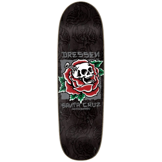 9.25" Santa Cruz Dressen Skull Rose Pro Skate Deck